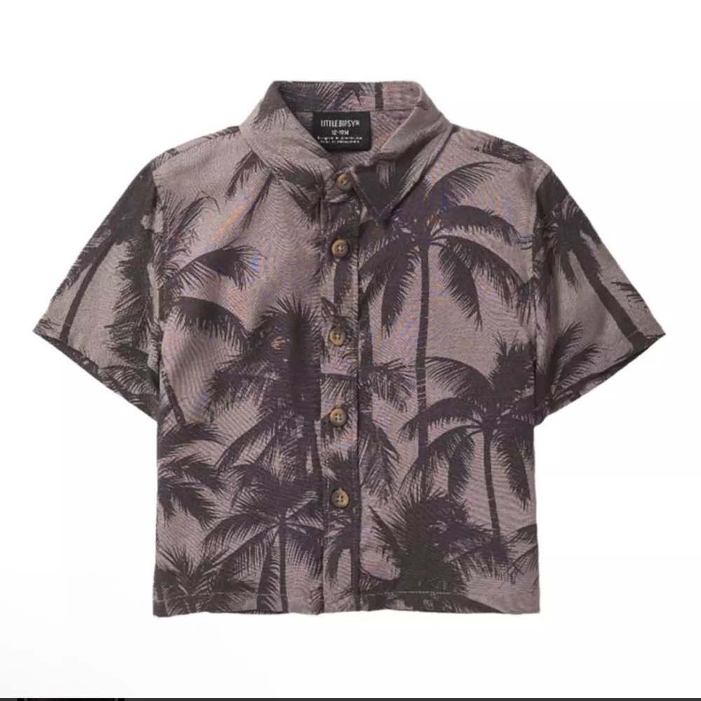 Little Bipsy Palm Print Button Up Shirt Boys 18-24 Months New NWT
